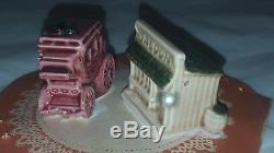 Vintage ARCADIA Miniature Stagecoach Saloon Salt & Pepper Shakers Packaging Dome