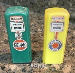 Vintage Amoco American Gasoline Gas Pump Salt & Pepper Shakers S&P's READ