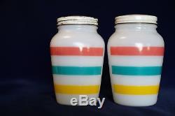 Vintage Anchor Hocking Fire King Glass Stripes Salt & Pepper Shakers