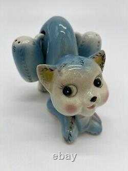 Vintage Anthropomorphic Arch Back Blue Cat Salt & Pepper Shaker Set RARE