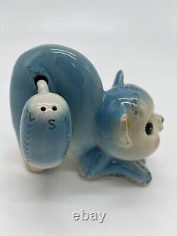 Vintage Anthropomorphic Arch Back Blue Cat Salt & Pepper Shaker Set RARE