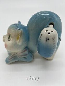 Vintage Anthropomorphic Arch Back Blue Cat Salt & Pepper Shaker Set RARE