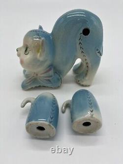 Vintage Anthropomorphic Arch Back Blue Cat Salt & Pepper Shaker Set RARE