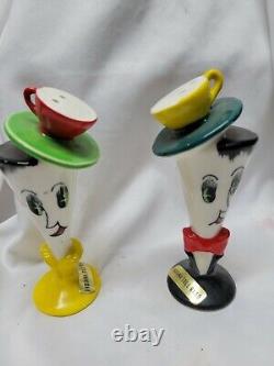 Vintage Anthropomorphic Coffee Tea Salt & Pepper Shakers Retro Man Woman Artmark