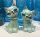 Vintage Anthropomorphic Kitsch Blue Eyelash Kitty Cat Salt Pepper Shakers
