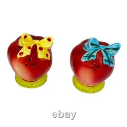 Vintage Anthropomorphic PY Apple Face Salt and Pepper Shakers 1950s Japan