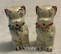 Vintage Anthropomorphic Shawnee Pottery Bears withFlowers Salt and Pepper Shakers