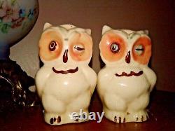 Vintage Antique OWL Salt and Pepper Shakers from Japan