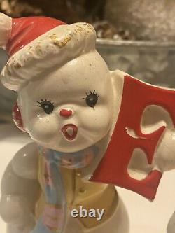 Vintage Antique Ucagco Ceramics Japan NOEL Snowman Salt & Pepper Shaker Set