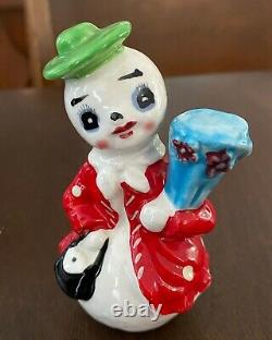 Vintage Artmark Japan Christmas Snowman And Woman Salt and Pepper Shakers