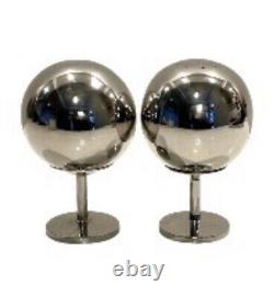 Vintage Atomic MCM Modernist Chrome Ball Globe Salt Pepper & Shakers Orb Sphere