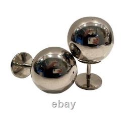 Vintage Atomic MCM Modernist Chrome Ball Globe Salt Pepper & Shakers Orb Sphere