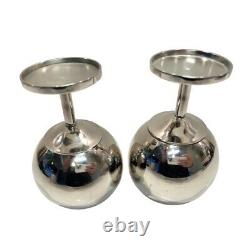 Vintage Atomic MCM Modernist Chrome Ball Globe Salt Pepper & Shakers Orb Sphere