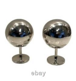 Vintage Atomic MCM Modernist Chrome Ball Globe Salt Pepper & Shakers Orb Sphere