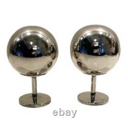 Vintage Atomic MCM Modernist Chrome Ball Globe Salt Pepper & Shakers Orb Sphere