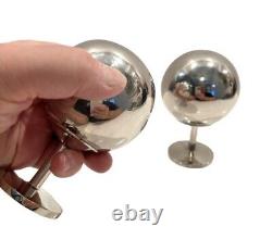 Vintage Atomic MCM Modernist Chrome Ball Globe Salt Pepper & Shakers Orb Sphere