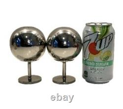 Vintage Atomic MCM Modernist Chrome Ball Globe Salt Pepper & Shakers Orb Sphere