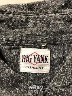 Vintage Big Yank Chambray Shirt Sz M 40s 50s Rare Workwear Salt And Pepper Black