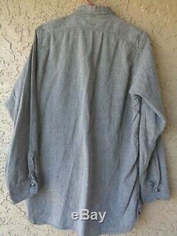 Vintage Big Yank Work Shirt 1940s Gray Salt and Pepper Chambray size 15 Primo