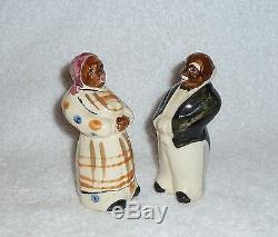 Vintage Black Americana Mammy Butler Aunt Jemima Polka Dot Salt Pepper Shakers