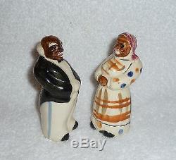 Vintage Black Americana Mammy Butler Aunt Jemima Polka Dot Salt Pepper Shakers