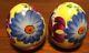 Vintage Blue Flower Egg Salt And Pepper Shakers Japan Very Colorful Fun
