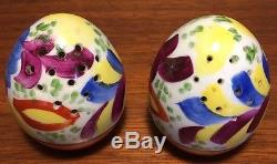 Vintage Blue Flower Egg Salt And Pepper Shakers Japan Very Colorful Fun