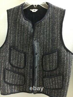 Vintage Brown's Beach Jacket Salt and Pepper Vest Wool Snap Sz 40 EC