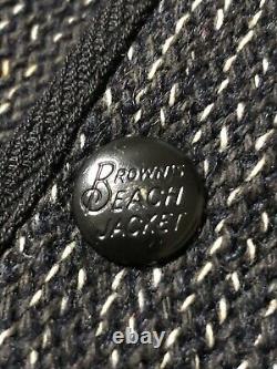 Vintage Browns Beach Vest Jacket Size 38 Salt Pepper Snap Button USA Rockabilly