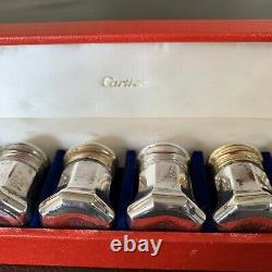 Vintage Cartier Sterling Silver Mini Salt & Pepper Shaker 8pc Set in Red Case