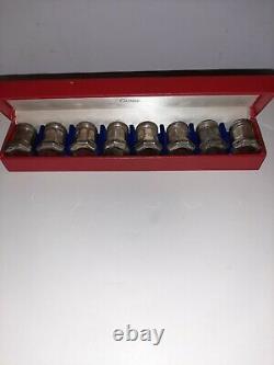 Vintage Cartier Sterling Silver Salt and Peppers Shakers Set of 8 With Box