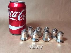 Vintage Cartier Sterling Silver Set Of 8 Individual Salt & Pepper Shakers With Box