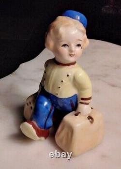 Vintage Ceramic Bellhop Salt Pepper Shaker Baggage Porter Steward Concierge RARE