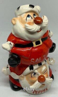 Vintage Ceramic Kreiss Salt & Pepper Stackable Santa