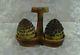 Vintage Ceramic Pine Cone Salt & Pepper Shakers With Tray Japan