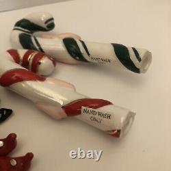 Vintage Christmas Candy Cane Naughty Couple Heart Bed Salt Pepper Shakers Rare
