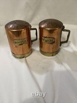 Vintage Copper & Brass Salt and Pepper Shaker Set, Made in Korea