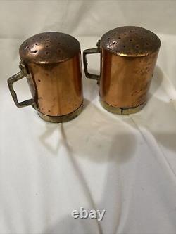Vintage Copper & Brass Salt and Pepper Shaker Set, Made in Korea