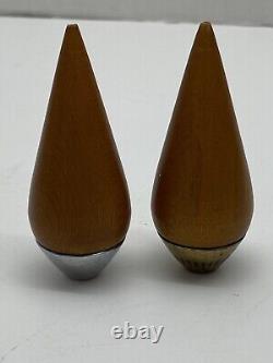 Vintage Danish Modern Conical Teak Salt & Pepper Shakers P J Ostergaard