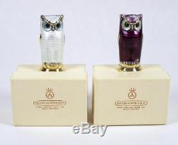 Vintage David Andersen Sterling Owl Salt & Pepper Shakers Guilloche Enamel Boxes