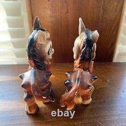 Vintage Donkey Salt and Pepper Shakers Set Red Polka Dot Bow Tie Anthropomorphic