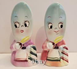 Vintage EUC PY Anthropomorphic Irons Ladies Salt And Pepper Shakers Miyao Mcm