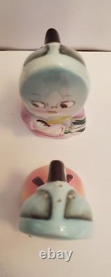 Vintage EUC PY Anthropomorphic Irons Ladies Salt And Pepper Shakers Miyao Mcm