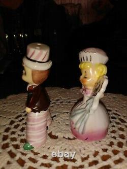 Vintage Enesco Pink Sweet Shoppe Cupcake Girl and Boy Salt & Pepper Shakers Nice