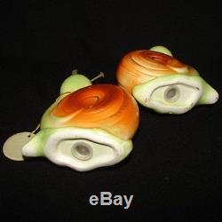 Vintage Enesco Snappy Snail Salt and Pepper Shakers with Tag