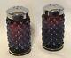 Vintage Fenton Art Glass Plum Opalescent Hobnail Salt & Pepper Shakers