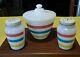 Vintage Fire King Colonial Stripe Grease Jar, Salt and Pepper Shakers. Excellent