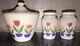 Vintage Fire King Milk Glass Tulip Salt & Pepper Shakers & Grease Bowl With Lid