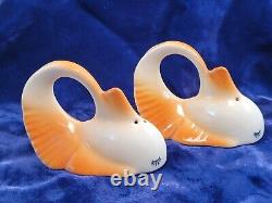 Vintage Fish Salt & Pepper Shakers Ceramic Orange, California 1950s Collectible