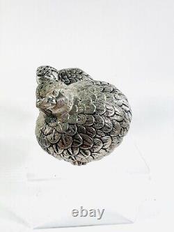 Vintage GUCCI 1970's Quail Bird Salt & Pepper Shakers Italy Pewter Silver Plated